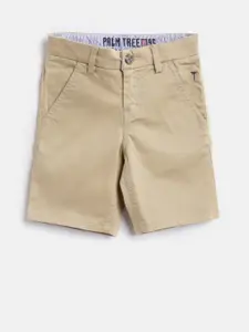Palm Tree Boys Khaki Solid Regular Fit Chino Shorts