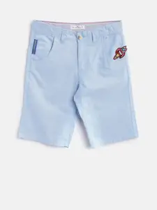 Palm Tree Boys Blue Solid Regular Fit Regular Shorts