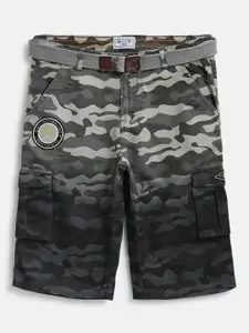Gini and Jony Boys Grey Camouflage Print Regular Fit Cargo Shorts