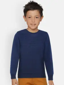 Gini and Jony Boys Navy Blue Solid Sweater