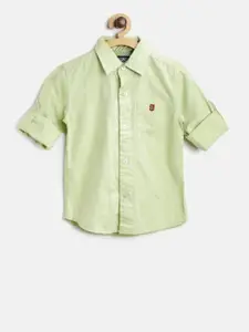 Palm Tree Boys Lime Green Regular Fit Solid Casual Shirt