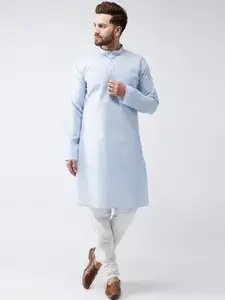 SOJANYA Men Blue Woven Design Straight Kurta