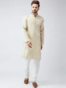 SOJANYA Men Gold-Toned Woven Design Straight Kurta