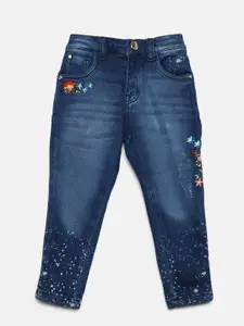 Gini and Jony Girls Blue Regular Fit Mid-Rise Low Distress Stretchable Jeans