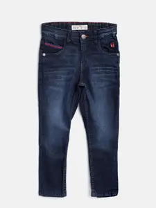 Palm Tree Boys Navy Blue Regular Fit Mid-Rise Clean Look Jeans