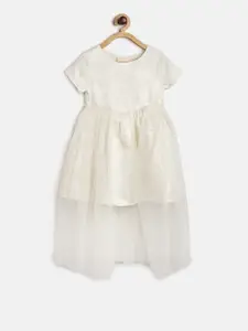 Gini and Jony Girls Off-White Self-Design Fit and Flare Dress