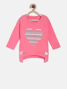 Palm Tree Girls Pink Printed Pure Cotton Top