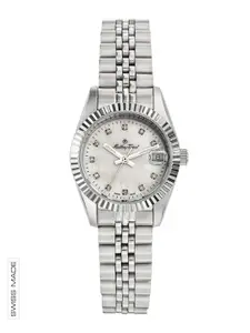 Mathey-Tissot Women White Brass Dial & Silver Toned Stainless Steel Wrap Around Straps Analogue Watch