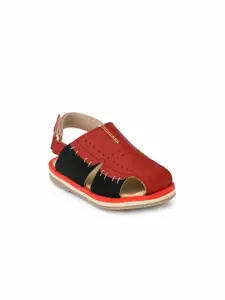 TUSKEY Boys Red Genuine Leather Comfort Sandals