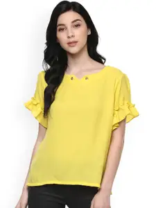 Zima Leto Women Yellow Solid A-Line Top