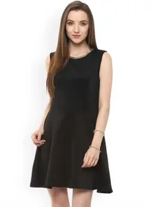 Zima Leto Women Black Solid Fit and Flare Dress