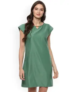 Zima Leto Women Green Solid A-Line Dress
