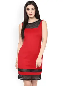 Zima Leto Women Red & Black Self Design Sheath Dress