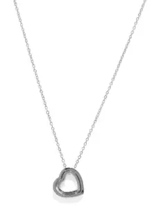 Peora Silver-Toned Heart-Shaped Pendant with Chain