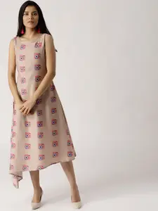 Libas Women Beige Printed A-line Dress