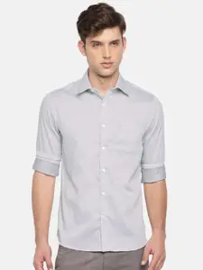 U.S. Polo Assn. Men Grey Tailored Fit Self Design Casual Shirt