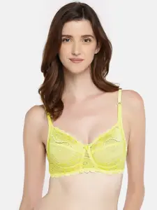 Lady Love Yellow Self Design Non-Wired Non Padded Everyday Bra LLBR8001