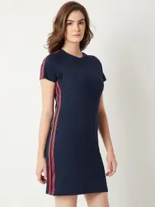 Miss Chase Women Navy Blue Solid T-shirt Dress