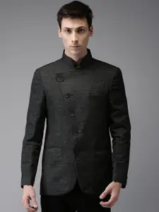 The Indian Garage Co Black Slim Fit Solid Casual Blazer