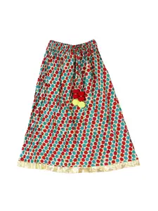My Little Lambs Girls Multi Coloured Printed Maxi Pure Cotton Skirt
