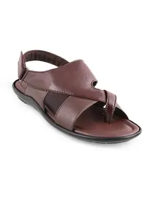 Mochi Men Maroon Comfort Leather Sandals