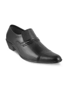 Mochi Men Black Formal Leather Slip-On Shoes