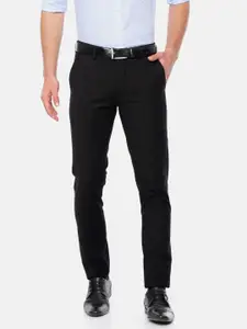 U.S. Polo Assn. Men Black Super Slim Fit Solid Formal Trousers