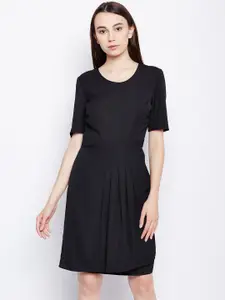 Oxolloxo Women Black Solid Fit and Flare Dress