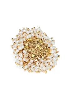 Zaveri Pearls Women Gold-Plated Embellished With Pearls Finger Ring