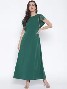 Ahalyaa Women Green Solid Maxi Dress