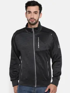 The Indian Garage Co Men Charcoal Grey Solid Bomber