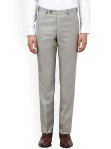 Park Avenue Men Grey Slim Fit Self Design Formal Trousers