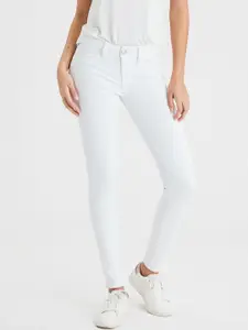 AMERICAN EAGLE OUTFITTERS Women White Regular Fit Mid-Rise Stretchable Jeans