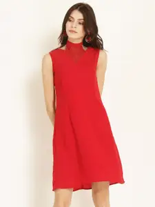 Marie Claire Women Red Solid A-Line Dress