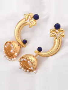 Tistabene Gold-Plated & Blue Dome Shaped Jhumkas
