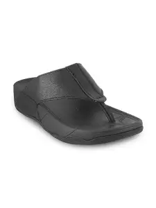 Mochi Men Black Comfort Leather Sandals