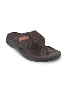 Mochi Men Brown Comfort Leather Sandals