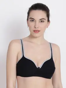 ABELINO Black Solid Non-Wired Non Padded T-shirt Bra SUHANIBLACK01