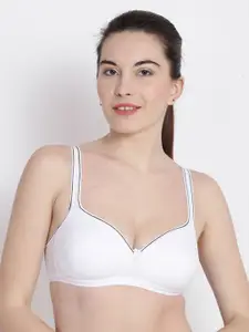 ABELINO White Solid Non-Wired Non Padded Everyday Bra SUHANIWHITE01