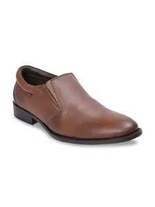 Red Chief Men Brown Leather Formal Slip Ons