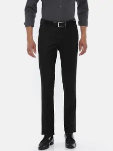 U.S. Polo Assn. Tailored Men Black Slim Fit Solid Formal Trousers