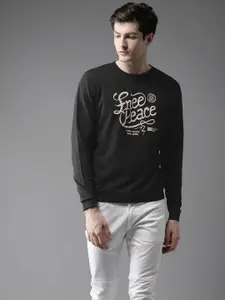 Flying Machine Men Black Printed Sweatshirt