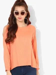 Deal Jeans Women Orange Self Design Top