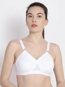 ABELINO White Solid Non-Wired Non Padded Everyday Bra