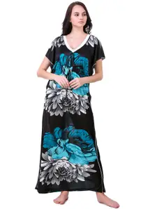 Masha Black & Blue Printed Nightdress KF-A248-1292