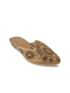 Mochi Women Gold-Toned Embellished Heels