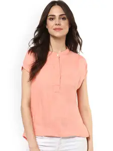 Mayra Women Peach-Coloured Solid Top