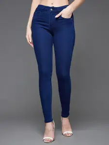 Miss Chase Women Navy Blue Skinny Fit Mid-Rise Clean Look Jeans