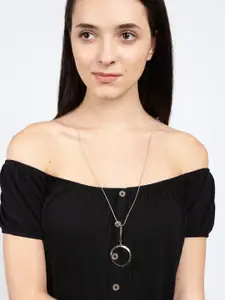Ayesha Gold-Toned Contemporary Circular Drop Pendant Necklace