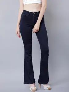 Tokyo Talkies Women Navy Blue Bootcut Mid-Rise Clean Look Jeans